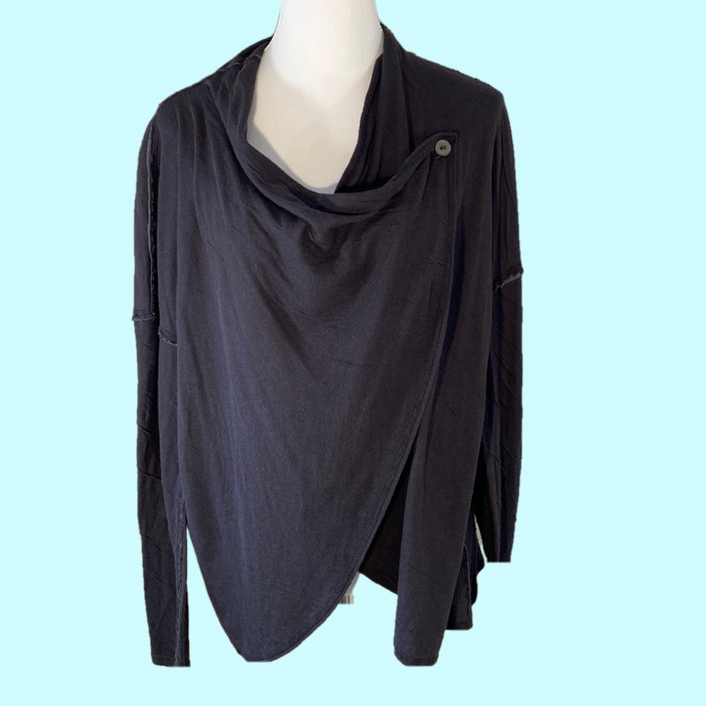 Clearance! Michael Stars Dual Pucker Knit Long Sleeve Wrap Cardigan Oxide OS NWT